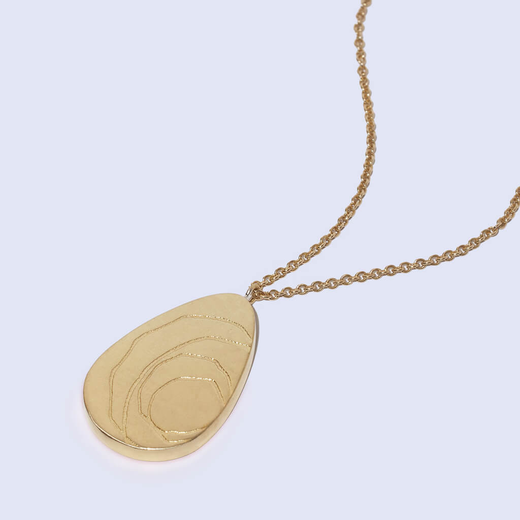 Kintsugi Pod Pendanr Necklace in Brass by Mulxiply