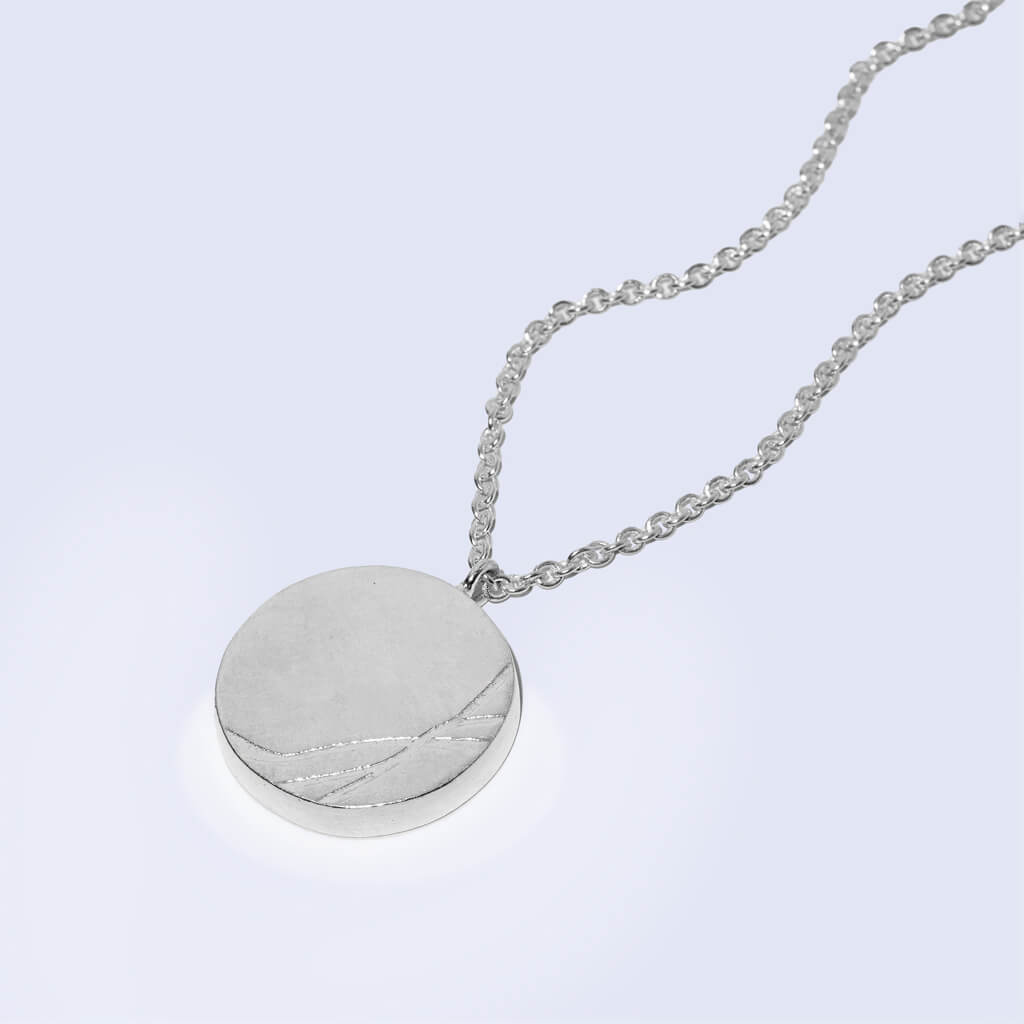 Kintsugi Round Charm Necklace in Sterling Silver by Mulxiply
