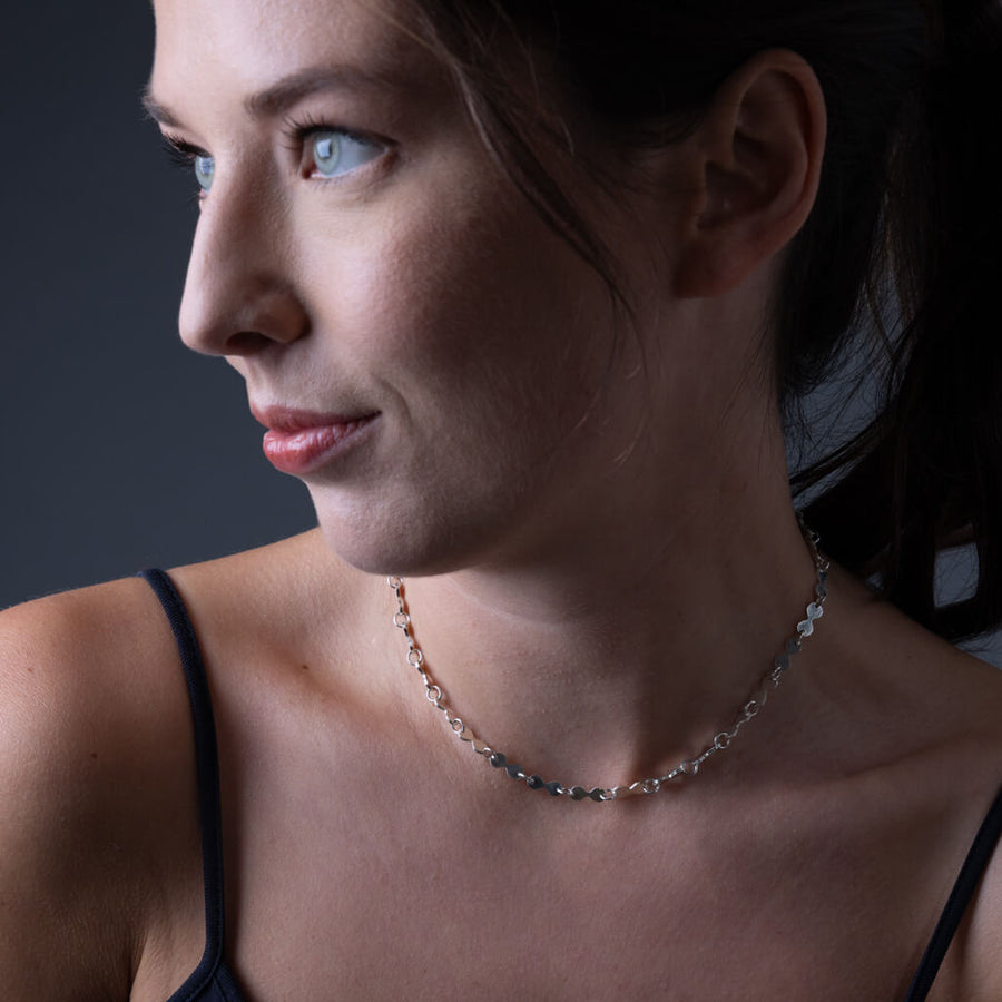 Simple circle chain layering necklace. 