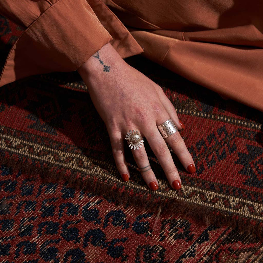 Hammered Ray Ring in Sterling Silver by Mulxiply