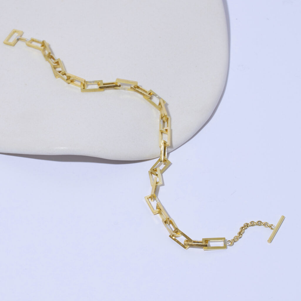 Mooring Square Link Bracelet in Brass by Mulxiply