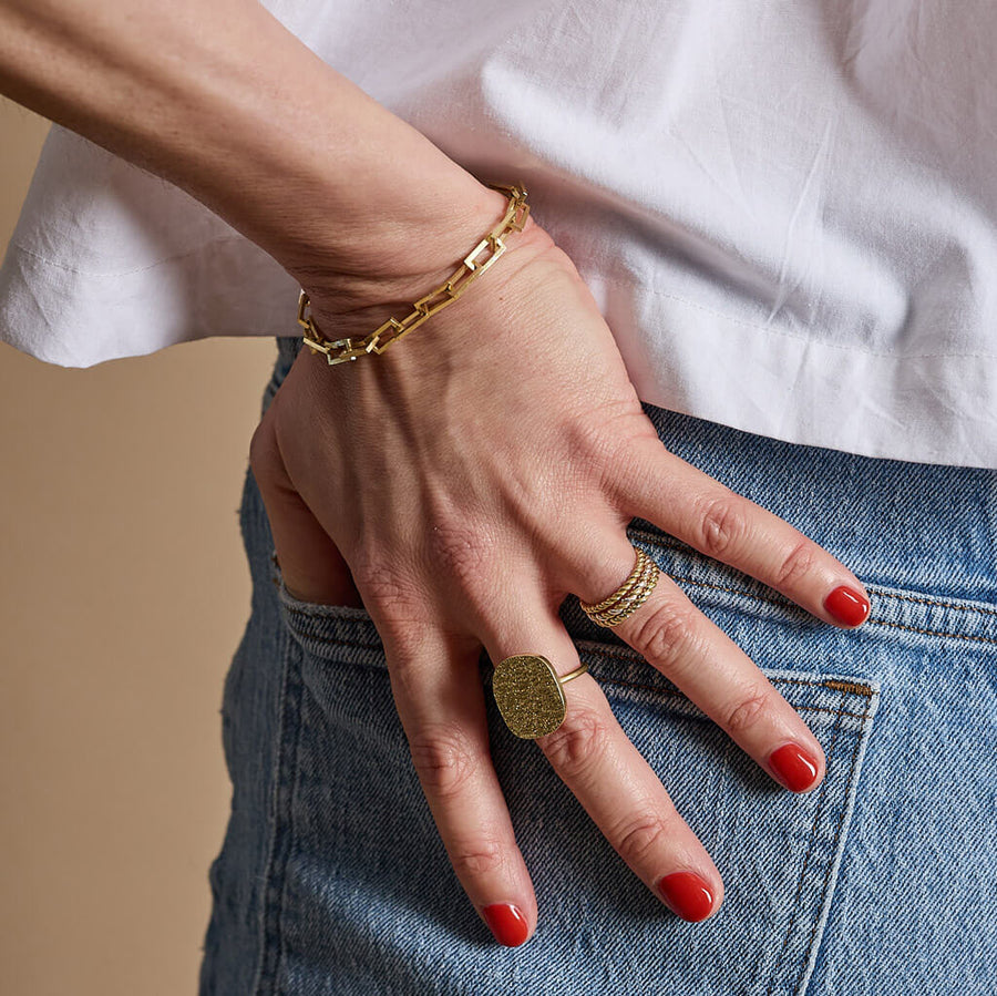 Mooring Square Link Bracelet in Brass by Mulxiply