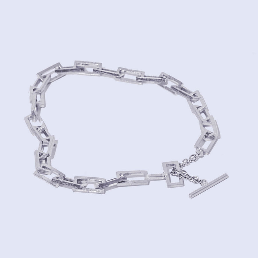 Handmade Square Link Chain Bracelet by Mulxiply in Sterling Silver