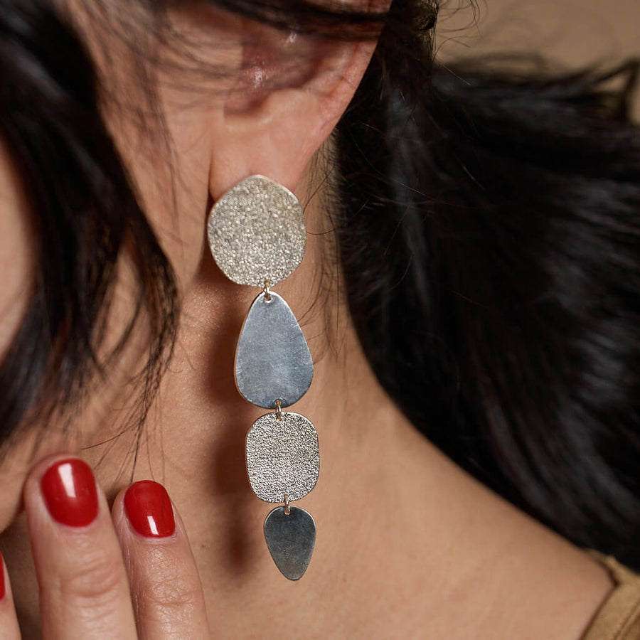 Ochiru Dangle Earrings in Sterling Silver by Mulxiply