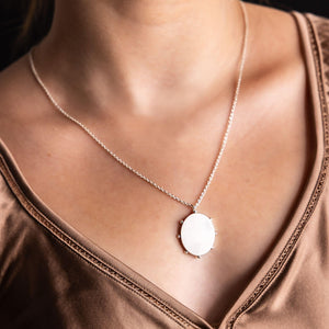 Sterling Silver Oval Locket Shape Necklace by Mulxiply