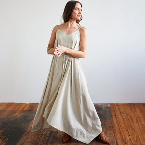 Swingy summer dress by Mulxiply. Ethically crafted in natural cotton.