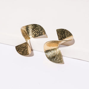 Movement inspired hammered brass earrings by Mulxiply