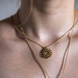 Handmade ray and droplet necklace. Minimal jewelry by Mulxiply