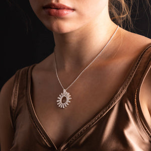 Sun Pendant Necklace by Mulxiply in Sterling Silver
