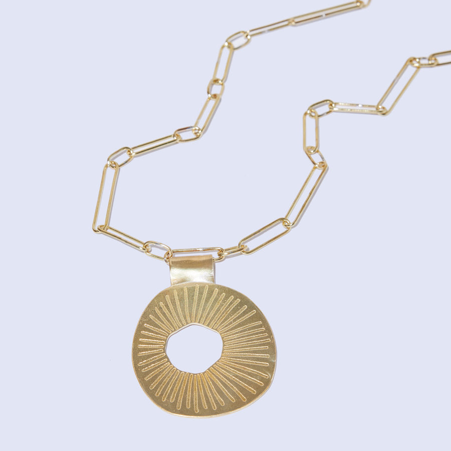 Ray Statement Pendant Necklace on loop link chain by Mulxiply