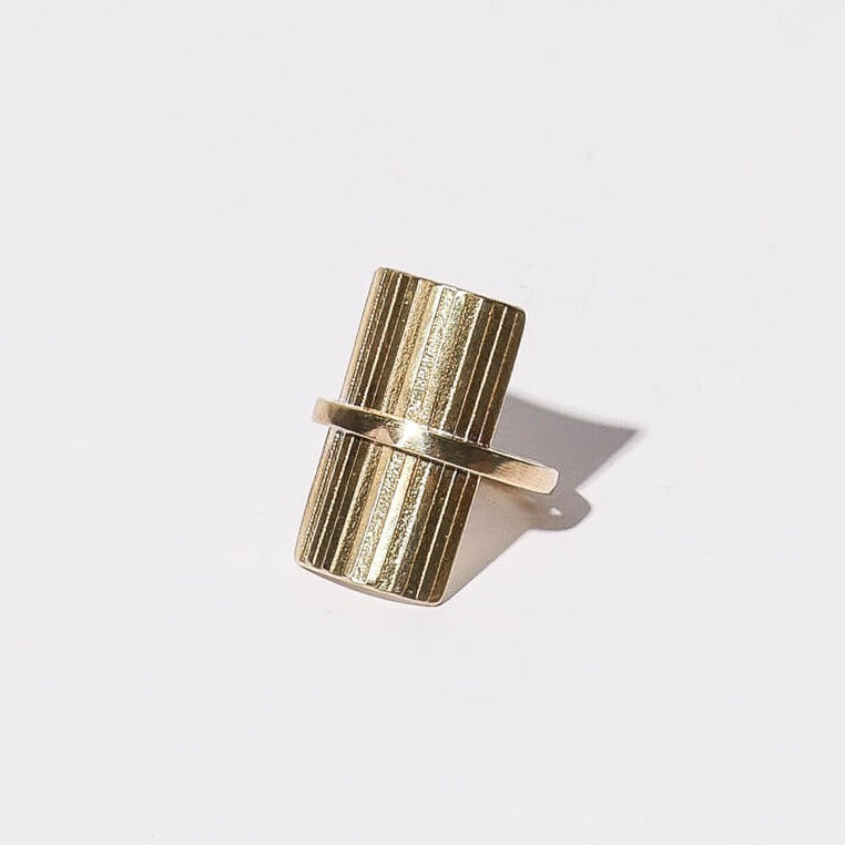 Rectangle Ridge Statement Ring by Mulxiply