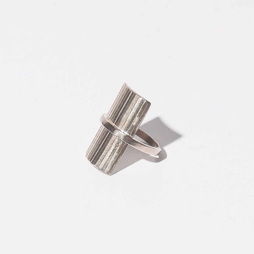 SALE - Ridge Rectangle Statement Ring - Sterling Silver