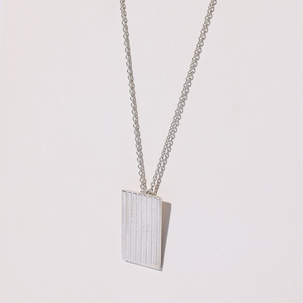 rectangular, locket-like necklace in sterling
