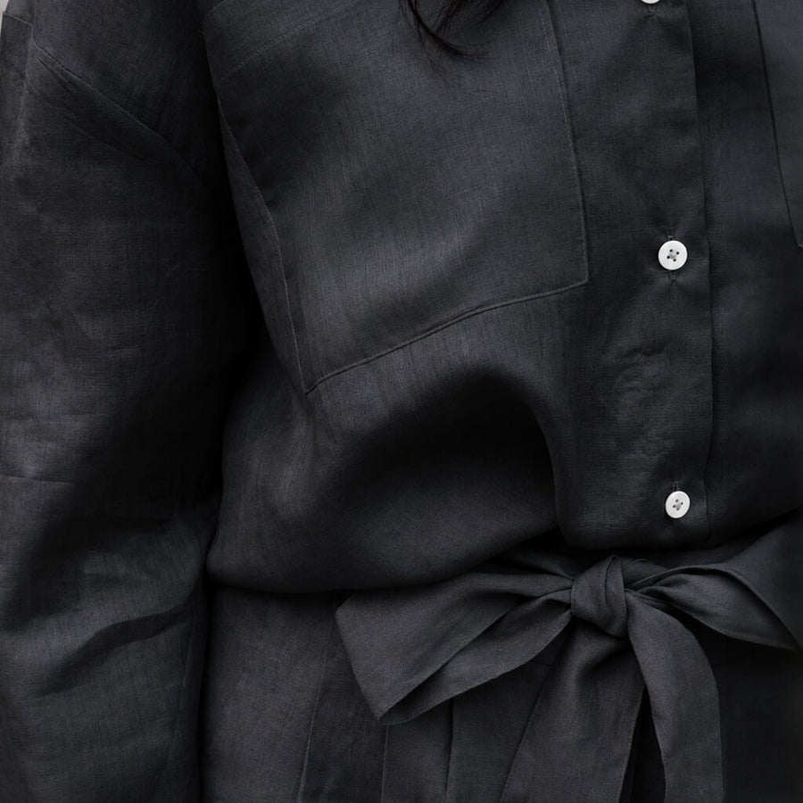 Oversized Silk Button-Down - Black