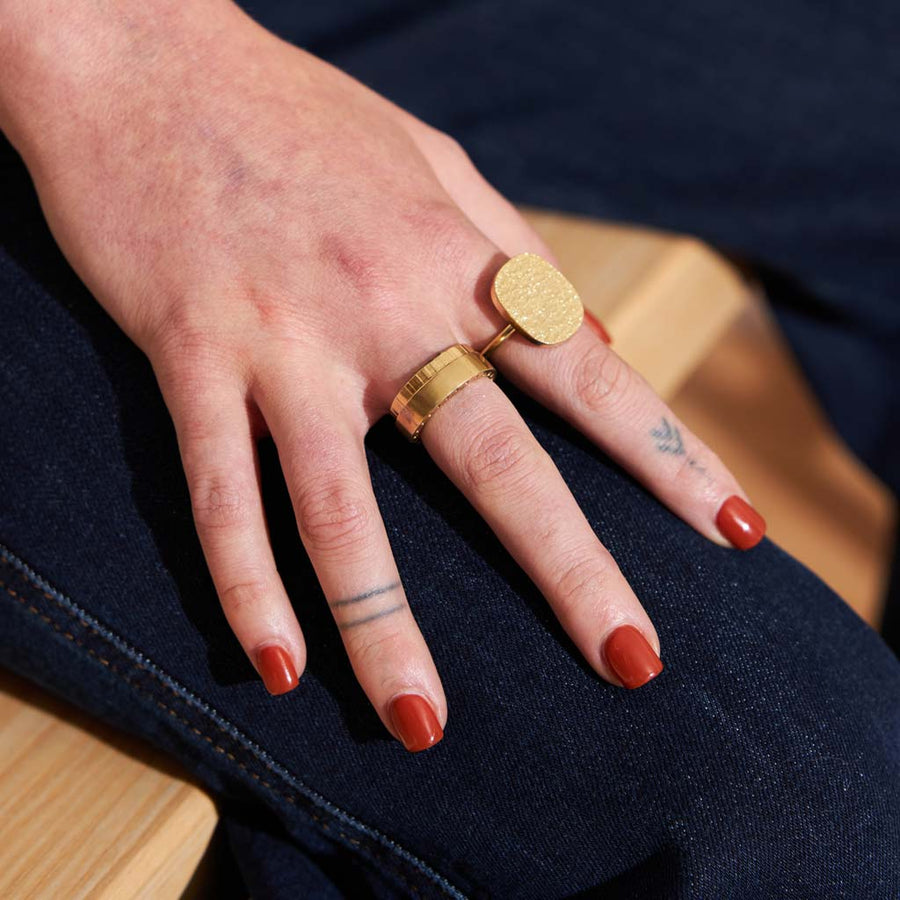 Organic, statement ring in solid brass. Ethically crafted by Mulxiply