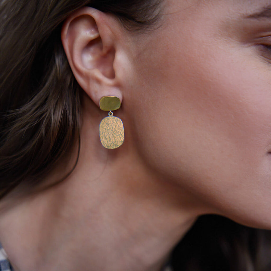 Skipping Stones Dangle Earrings in Brass by Mulxiply