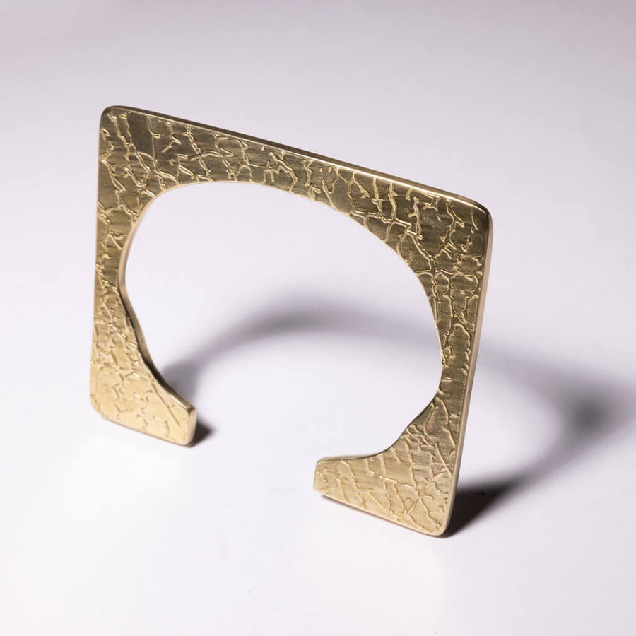 Terrain Cuff Bangle in Brass by Mulxiply