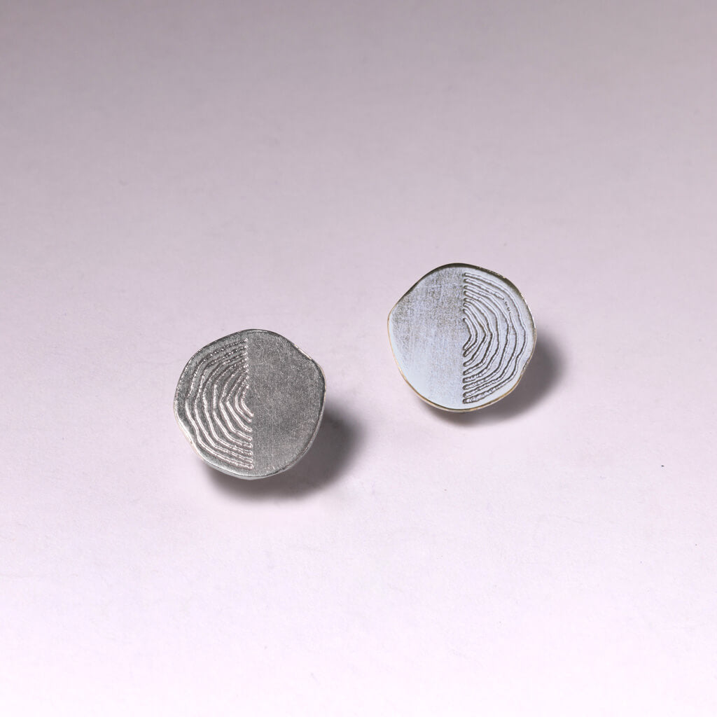 Timber stud earrings by mulxiply. Jewelry inspired by the woods.