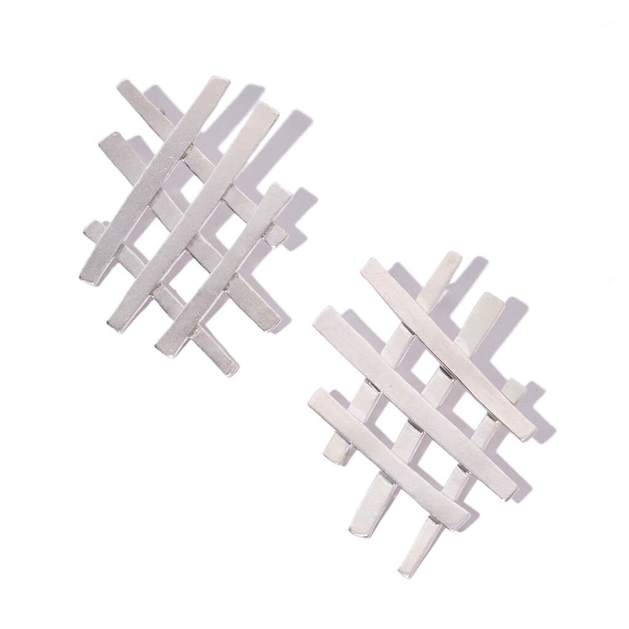 Weave inspired statement earrings in sterling silver