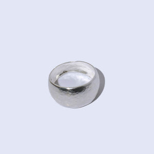 Hammered Pinky Ring in Sterling Silver by Mulxiply