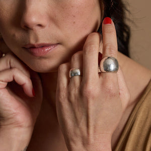 Hammered Statement Ring in Sterling Silver by Mulxiply