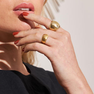 Yala Heritage Hammered Statement Ring - Brass