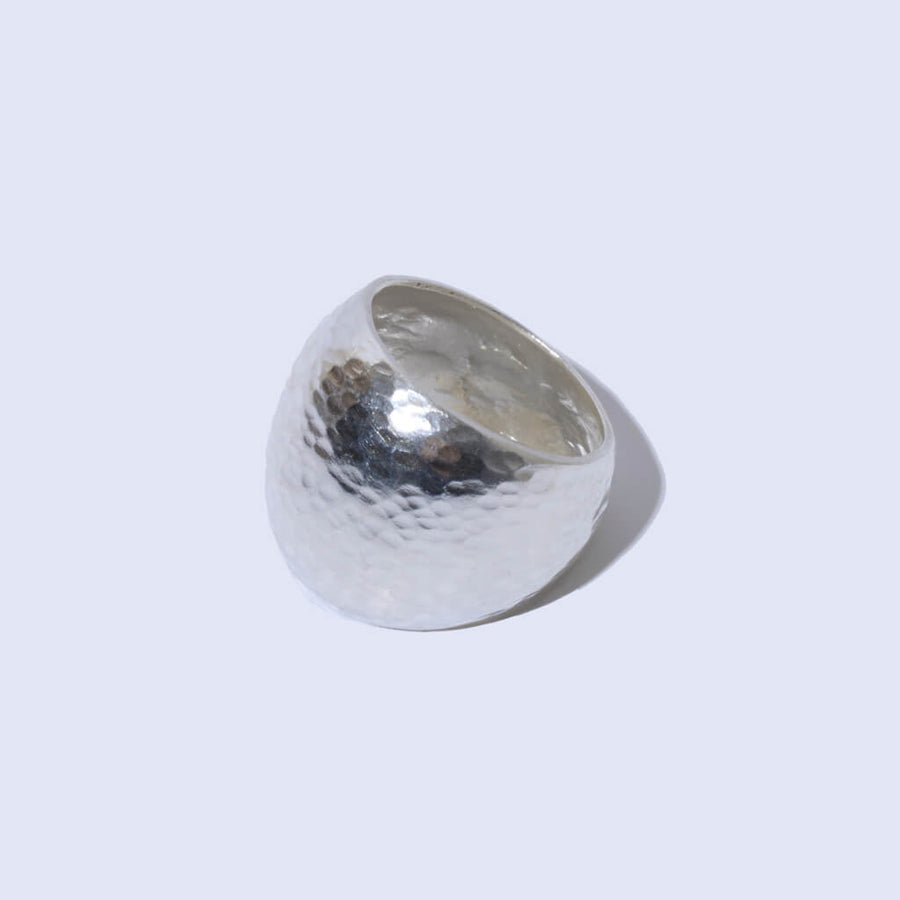 Hammered Statement Ring in Sterling Silver by Mulxiply