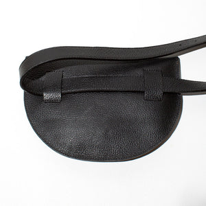 Adjustable Leather Belt Bag - Black