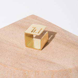 SECOND - Open Path Adjustable Square Ring - Brass