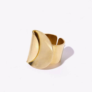 Modern, chunky statement rings in brass by Mulxiply