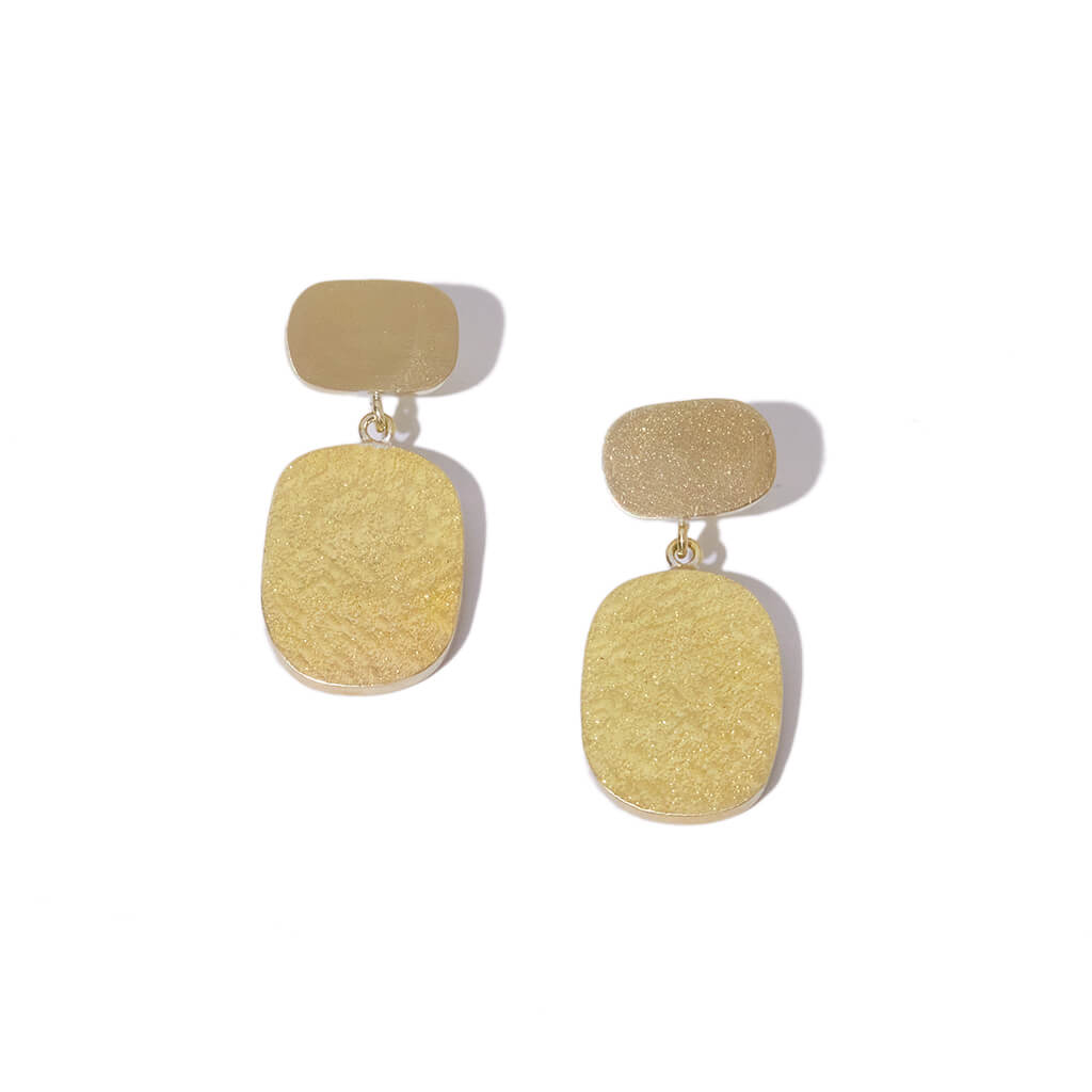 Skipping Stones Dangle Earrings in Brass by Mulxiply