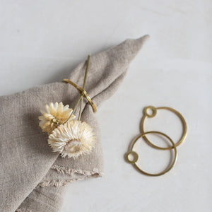 Modern Brass Napkin Rings for Florals by Mulxiply and Campfire Pottery