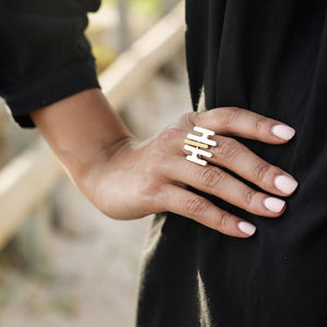 Modern statement rings by Mulxiply. Made in Nepal.
