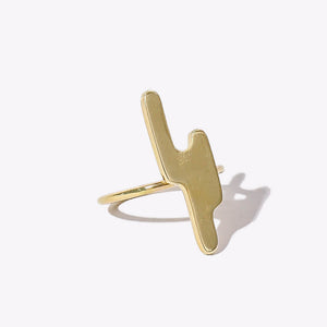 Modern bird-shapes brass ring by Mulxiply. Sustainably crafted in Nepal.