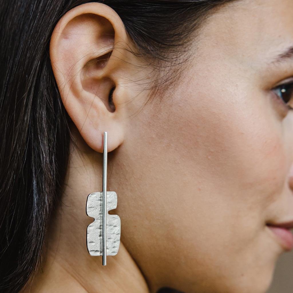 Modern statement earrings inspired by Cairn stacking stones by Mulxiply