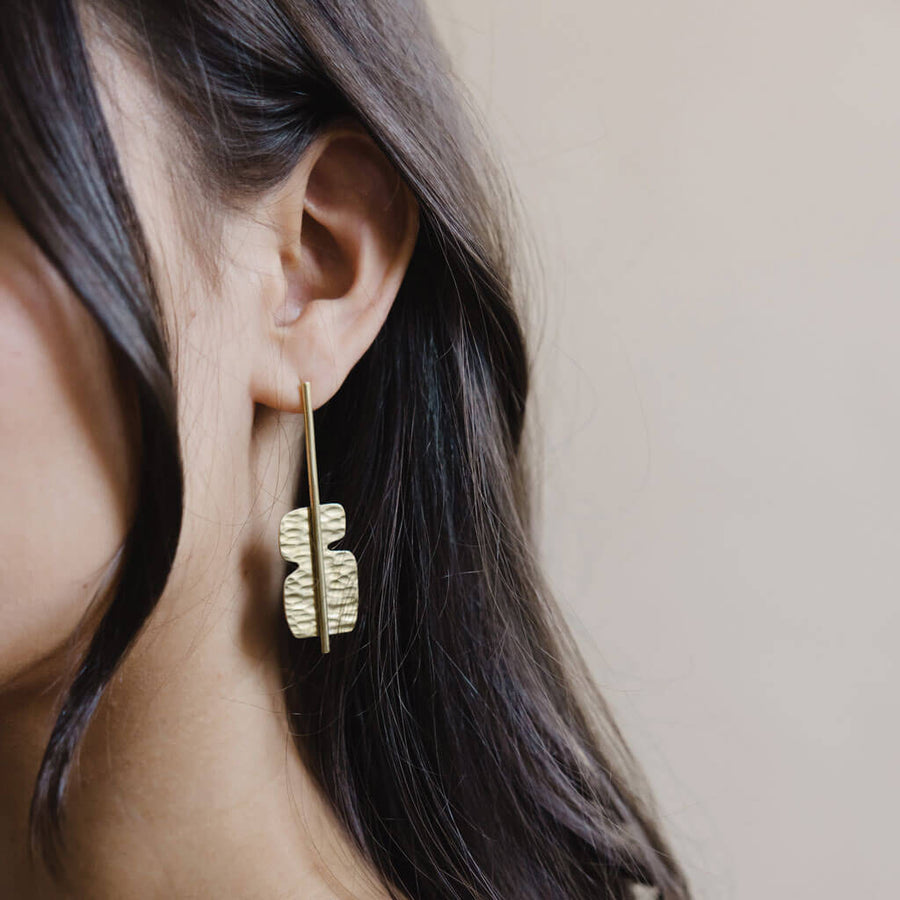 Handmade hammered brass earrings. Ethically made by artisans.