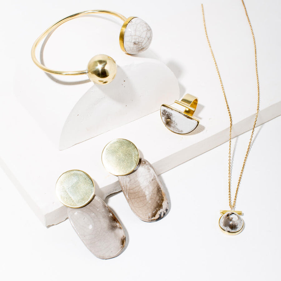 Smooth Oval Drop Earrings by Multiply and Campfire Pottery