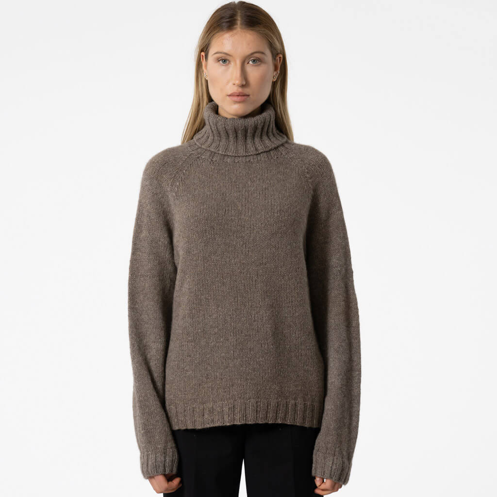 Yak Chunky Rollneck Sweater - Oat Brown