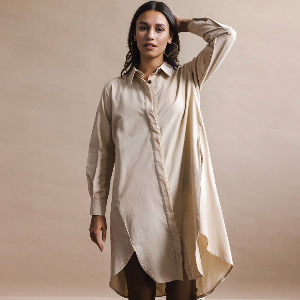 Natural Shirt Dress - Ethically Made Fashion by MULXIPLY