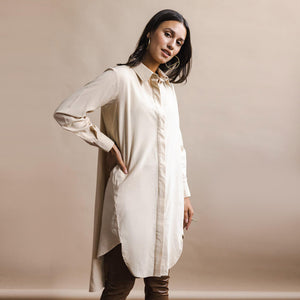 Ethically made shirtdress in off-white by Mulxiply