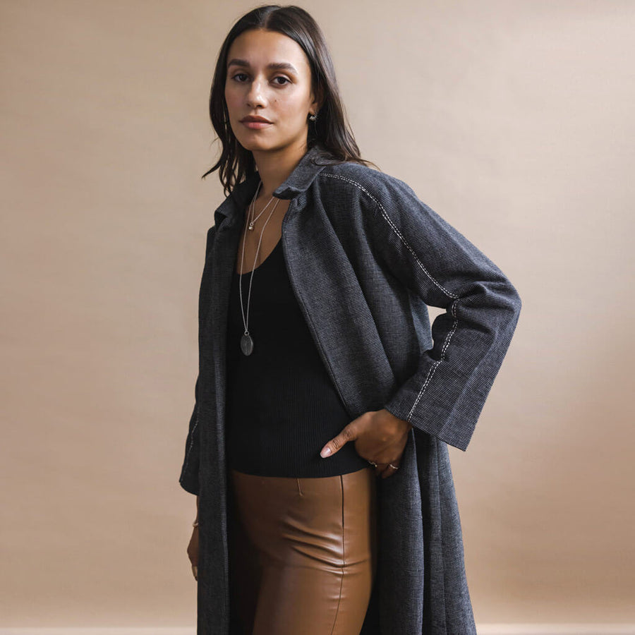 Black and White Stitch Jacket by Mulxiply by Ekadesma.