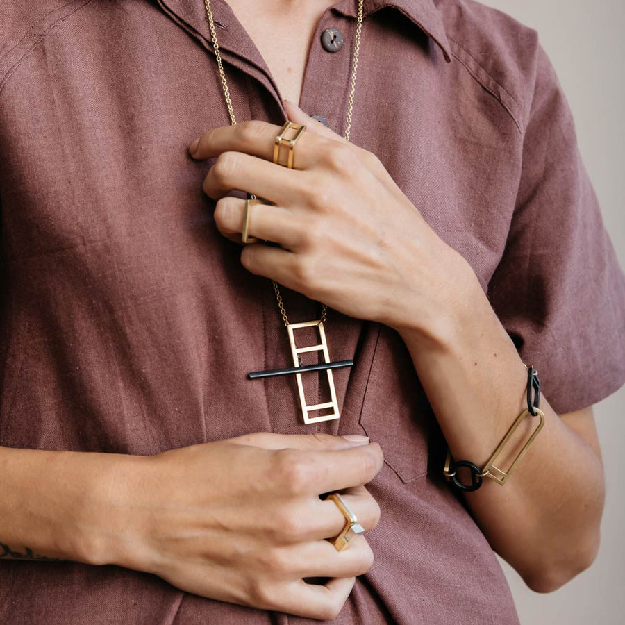 MULXIPLY Foundation Lariat Necklace - Mixed Metals