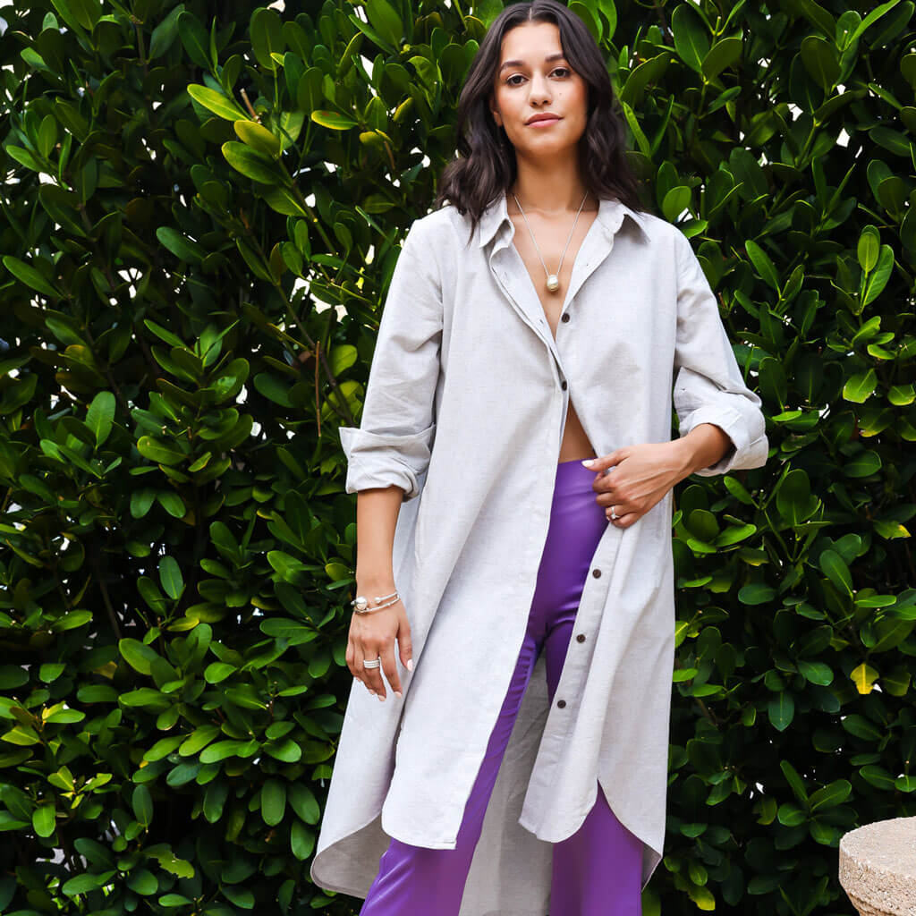 Light Grey Shirt Dress - Ethically Made Fashion by MULXIPLY Light Grey Shirt Dress - Ethically Made Fashion by MULXIPLY