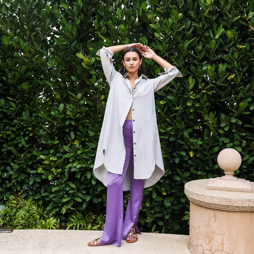 Light Grey Shirt Dress - Ethically Made Fashion by MULXIPLY Light Grey Shirt Dress - Ethically Made Fashion by MULXIPLY