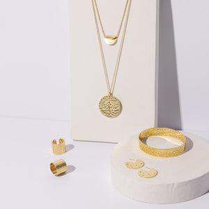 The Moon Collection of jewelry by Mulxiply. Handmade in Brass.