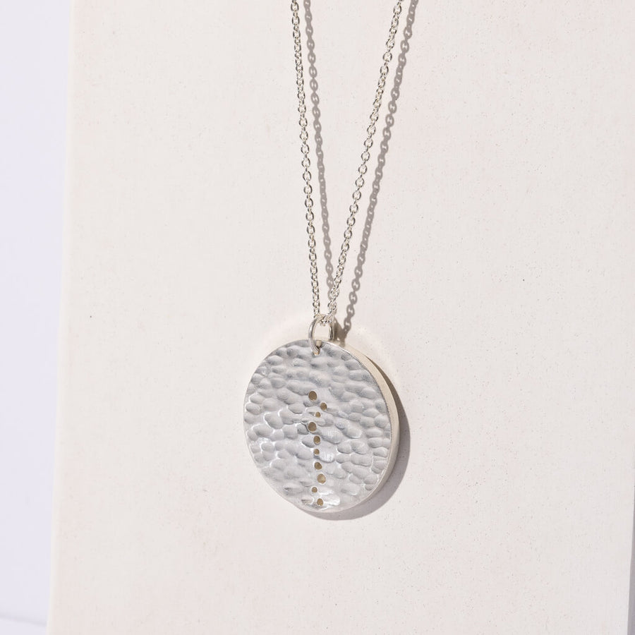 Hammered Moon Pendant Necklace in Sterling Silver by Mulxiply