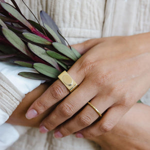 Modern brass jewelry ethically made by Mulxiply in Nepal