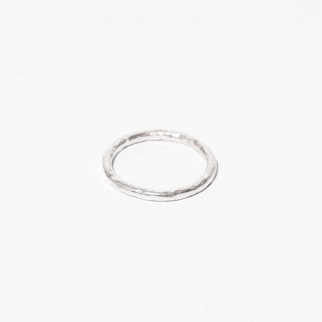 Simple Hammered Silver Band Ring by Mulxiply