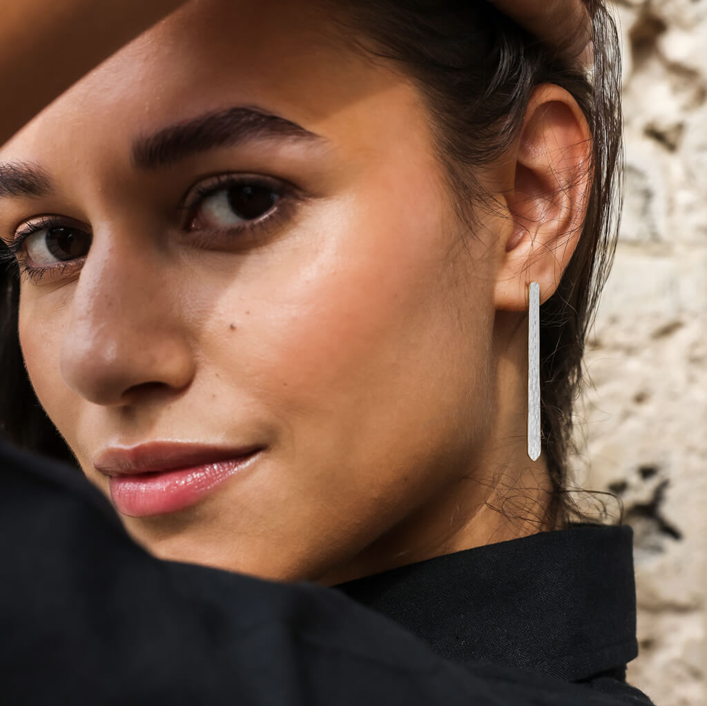 Long stick earrings by Mulxiply. Handmade in Nepal.