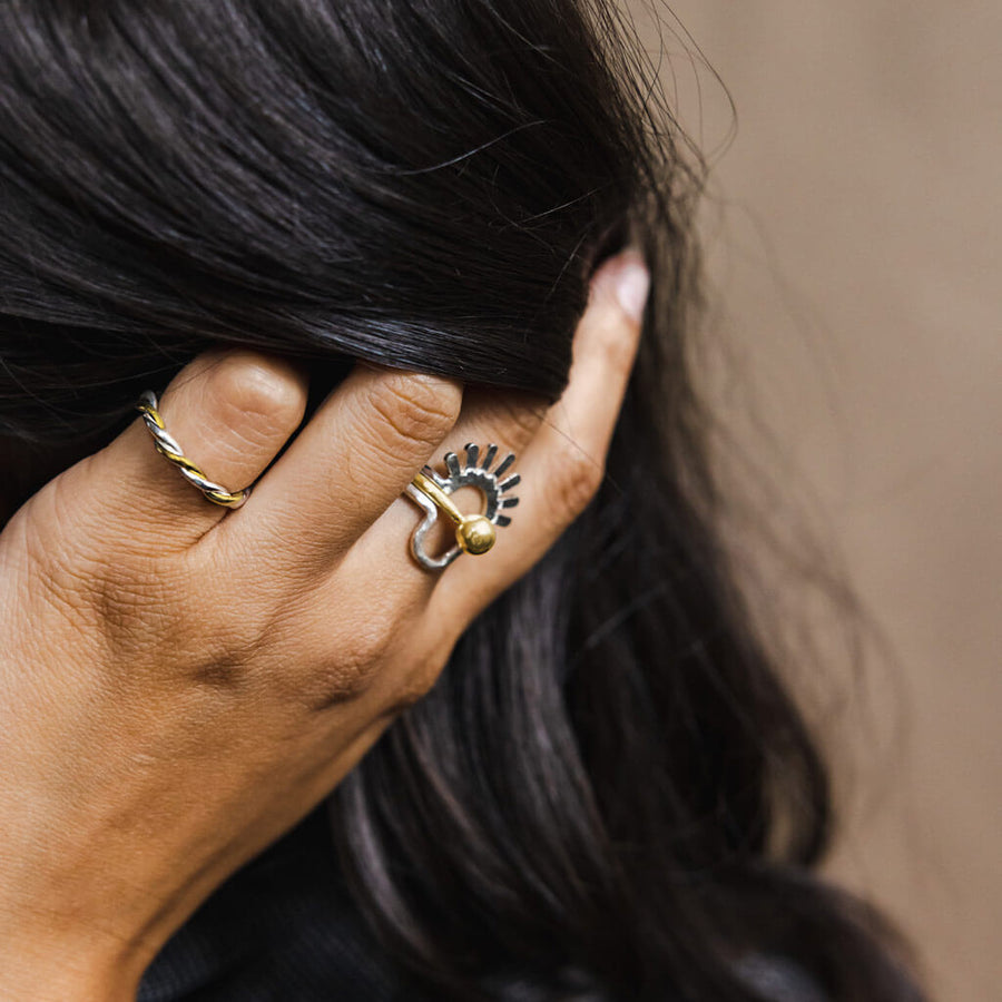 Small Rope Twist Ring in Brass and Sterling by Mulxiply